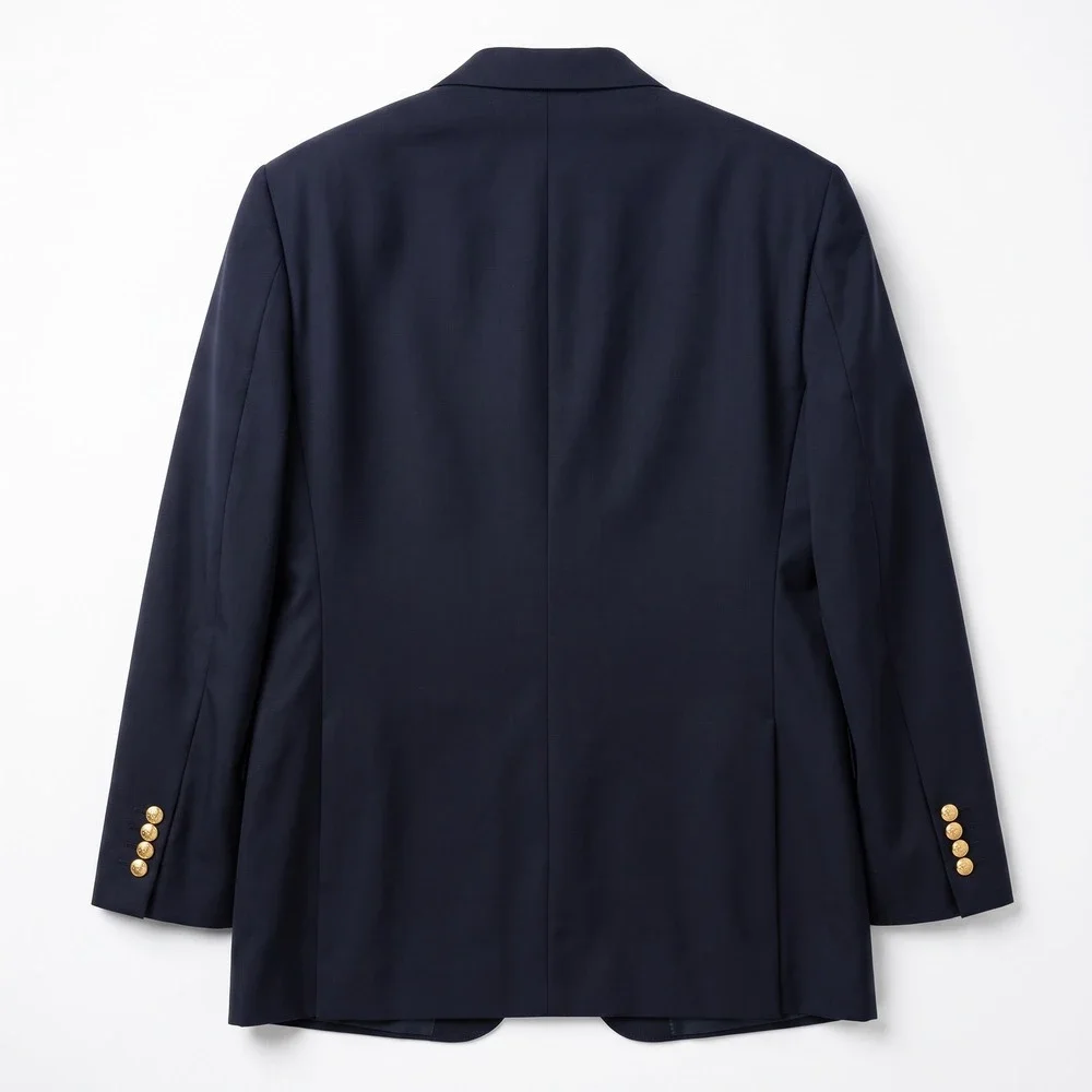 Jos A Bank Blazer Mens 48L Navy Blue 100% Wool Gold Crest Buttons